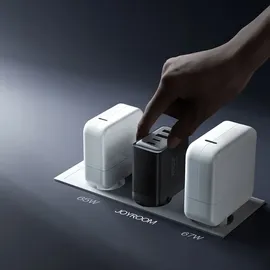 Joyroom Ladegerät, GaN 67W 4 Ports (2x USB, 2x USB C) schwarz (TCG02) + Kabel USB C - USB C 100W 1,2m - Schwarz