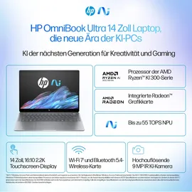 HP OmniBook Ultra 14-fd0094ng, Meteor Silver, Ryzen AI 9 365, 16GB RAM, 1TB SSD, DE (AU1K1EA#ABD)