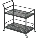 FineBuy Servierwagen Metall 2 Ebenen mit Rollen Küchenwagen Barwagen Teewagen