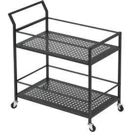FineBuy Servierwagen Metall 2 Ebenen mit Rollen Küchenwagen Barwagen Teewagen