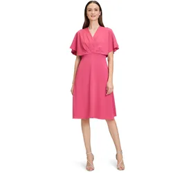 Cocktailkleid VERA MONT "Vera Mont Cocktailkleid mit ausgestelltem Rock", Damen, Gr. 42, Normalgrößen, rot (shiny coral), Obermaterial: 100% Polyester., elegant, ausgestellt kurz, V-Ausschnitt, Kurzarm, Kleider, Material