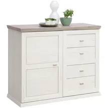 hom'in Kommode 108 x 89,5 x 43 cm Grau / Weiß