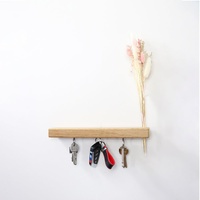 Flowerbar Keys | Flur, Garderobe, Wanddeko | Schlüsselbrett aus Massivholz | magnetisches Schlüsselboard | Schlüsselhalter mit 3 starken Magnetpunkten | Trockenblumen & edle Eiche (Zuckerwatte)