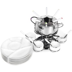 Ribelli Fonduetopf Fondue-Set 28-teilig silberfarben