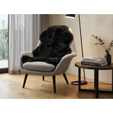 KUHFELL online & NOMAD Fellteppich Echtes großes Lammfell Schaffell Teppich in Weiß Schwarz Blau Braun, Atmungsaktiv, Temperaturausgleichend, Antibakteriell schwarz 110 cm