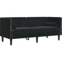 VidaXL Chesterfield-Sofa mit Nackenrollen 2-Sitzer Schwarz Samt