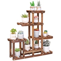 unho Pflanzenregal Holz, Blumentreppe 6 Ablagen, Blumenregal Pflanzentreppe für Wohnzimmer Balkon Garten Indoor Outdoor, 60×11.5×61.5cm