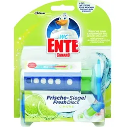 WC-Ente Frische-Siegel 5 in 1 WC-Reiniger, Duftet bis zu 600 Spülungen, 1 Spender mit 6 Frische Siegeln, Limone
