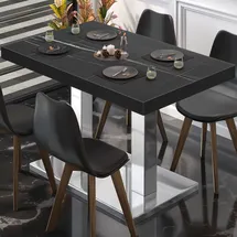 GGM Möbel Bistrotisch 120 x 70 x 77 cm Schwarz Marmor/Edelstahl