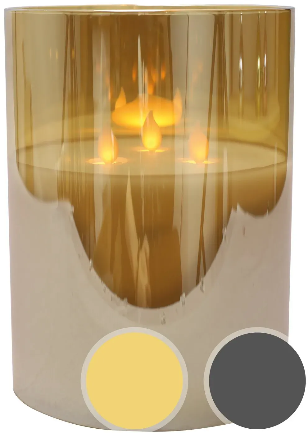 Candela Lights »Festival« LED Echtwachs-Kerzen groß grey / 15x15x20 cm / Wackelflamme