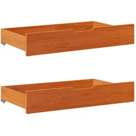 vidaXL Bettschubladen 2 Stk. Wachsbraun 95x55x17 cm Massivholz Kiefer