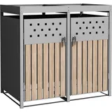 Estexo Mülltonnenbox Müllbox Mülltonnenverkleidung 2 Türen Box Pflanzdach RAL 9007