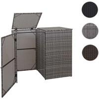 2er-Mülltonnenverkleidung HWC-E25, Mülltonnenbox Mülltonnenabdeckung, Poly-Rattan 2x120l ~ grau
