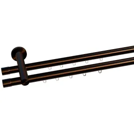 INDEKO Gardinenstange INDEKO "Consul", braun (braun, antik), L:220cm Ø:20mm, Aluminium, Gardinenstangen, Innenlauf Komplett-Set inkl. Gleitern und Montagematerial