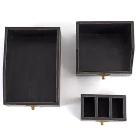 DESIGN DELIGHTS Organizer-Set Schreibtisch Holz 16x21x24 cm Schwarz 3 St.