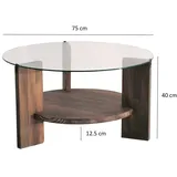 Asir Skye Decor, Mondo- MondoNOS, Nussbaumfarbe, Couchtische, 40x75x75 cm, 100% getempertes Glas