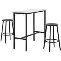 Homcom Bartisch mit Barhocker Set 3-Teilig Stahl Weiß Schwarz