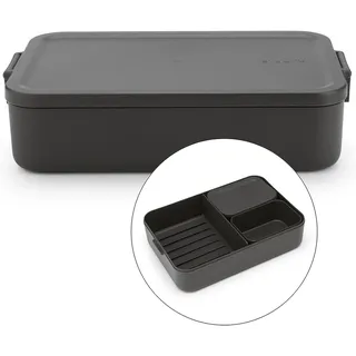 Brabantia Make & Take Brotdose Erwachsener, grau mit Trennfächern