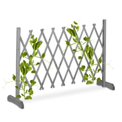 Relaxdays Rankgitter Holz, ausziehbar bis 185 cm, Rankhilfe Kletterpflanzen, Scherengitter freistehend, Garten, grau