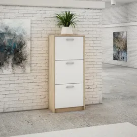 matkam Schuhschrank 50 x 116 x 28 cm weiß / Sonoma Eiche