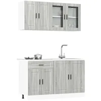 VidaXL 4-tlg. Küchenschrank-Set Kalmar Grau Sonoma Holzwerkstoff