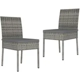 vidaXL Garten-Essstühle 2 Stk. Poly Rattan Grau