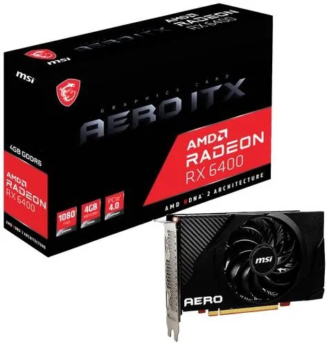 MSI Gaming Grafikkarte AMD Radeon RX 6400 Aero ITX 4GB GDDR6-SDRAM PCIe HDMI®, DisplayPort AMD Free