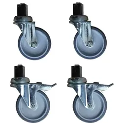Gastro-Inox Radsatz, Kunststoff, Hochwertiger Rollensatz zum Anbringen an Gastro-Inox Arbeitstische, 1 Satz = 4 Stück, davon 2 gebremst