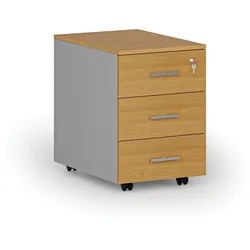Büro-Rollcontainer PRIMO GRAY, 3 Schubladen, grau/Buche