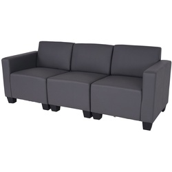 Modular 3-Sitzer Sofa Couch Moncalieri, Kunstleder ~ dunkelgrau