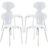 [en.casa] Esszimmerstuhl Kil Holz/Metall weiß 4er Set