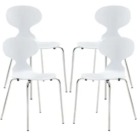 [en.casa] Esszimmerstuhl Kil Holz/Metall weiß 4er Set