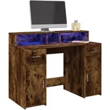 vidaXL LED-Schreibtisch Räuchereiche 120x55x91 cm Holzwerkstoff