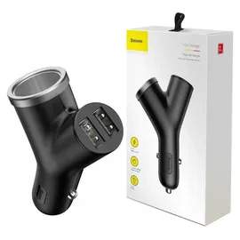 Baseus Y-Typ KFZ-Ladegerät Dual USB Zigarettenanzünder 3,1 A Schwarz