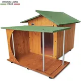 Original Legno Italia - Hundehütte Hundehaus Hundehöhle Hundebox Aus Holz Mod. Alpi Mit Veranda Dach Made In Italy B - Pudel Mit Thermovorhang 93x103xh62