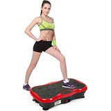 Belfoyer Vibrationsplatte LCD mit Bluetooth & USB – Power Plate Fitness Rüttelplatte für Ganzkörpertraining, Abnehmen & Muskelaufbau, Heimtraining mit Fernbedienung (Schwarz/Rot)