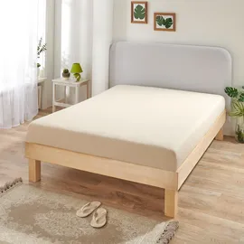 BettwarenShop Spannbettlaken Jersey-Elasthan 120 x 200 - 130 x 220 cm beige