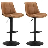 VASAGLE Barhocker Barstühle (Set, 2 St), höhenverstellbar, drehbar braun