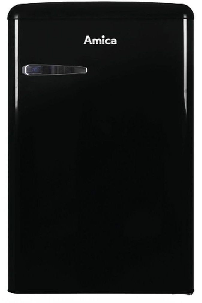 Amica KS 15614 S, Kühlschrank mit Gefrierfach im Retro Design, 85 cm Höhe, black, Energieeffizienzklasse A++
