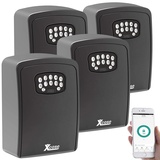 Xcase 4er Set Mini-Schlüssel-Safe mit Bluetooth und App, IP54