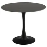 AC Design Furniture AC Design Esstisch in Schwarz für 4 Personen, Runder Esstisch, Hitze- und Kratzbeständige Keramikplatte, Trompetenfuß, Ø: 90 x 75 cm