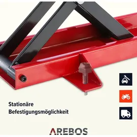 Arebos Motorradheber, Motorrad Hebebühne, Wagenheber, 500kg, Rot, Spindelantrieb, 95 bis 375 mm Höhenverstellbar