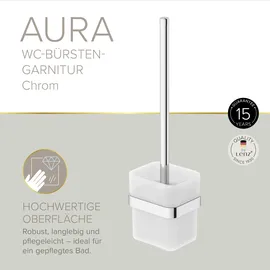 Lenz WC-Bürstengarnitur Aura eckig verchromt/weiß
