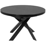 Kave Home Esstisch rund VASHTI 120-160 x 120 cm stahl /Glas - Ausziehbar - Gestell Stahl /Tischplatte Glas