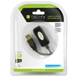TECHLY IUSB-REP10TY, USB 2.0 Aktives Verlängerungskabel, 10 m, USB USB Kabel