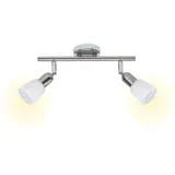 Brilliant Lampe Sofia Spotrohr 2flg eisen/chrom/weiß 2x D45, E14, 40W, geeignet für Tropfenlampen (nicht enthalten) Köpfe schwenkbar