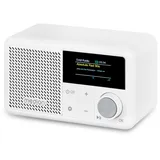 MEDION S66822 Tragbares Mini DAB+ Radio mit Bluetooth (Akku, dimmbares Farbdisplay, Teleskopantenne, Sleeptimer,Wecker, Snooze, AUX, USB-C) weiß