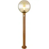 GLOBO Gartenleuchte mit Bewegungsmelder Außenleuchte Stehlampe Standleuchte Terrassenlampe, Holzoptik Alu Glas braun,1x E27, Dxh 25x100 cm