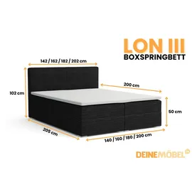 dein schlaf 24 LON III 180 x 200 cm H3 Schwarz