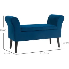 Homcom Sitzbank Polsterbank mit Stauraum Bettbank mit Armlehne für Flur Schlafzimmer samtartiges Polyester 111,5 x 41 x 65 cm Esszimmer, Bänke, Sitzbänke